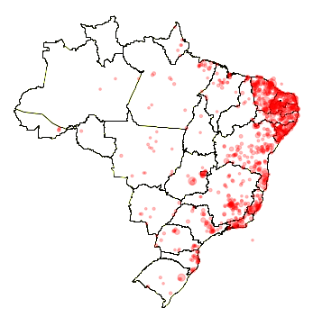 mapa de locais de apreensão